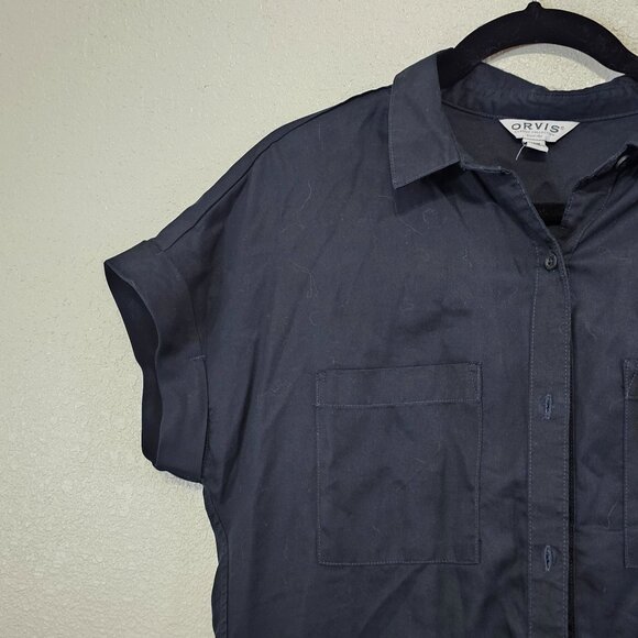 Orvis Size Small Womens Classic Collection Button Down Shirt Dress Short Sleeve - Picture 4 of 16